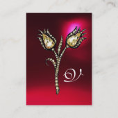 DIAMOND TULIPS MONOGRAM, Red Burgundy Ruby Pearl Visitekaartje (Achterkant)