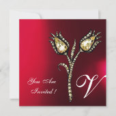 DIAMOND TULIPS MONOGRAM, Red Burgundy White Kaart (Voorkant)