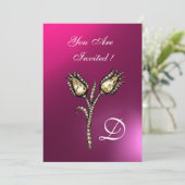 DIAMOND TULIPS MONOGRAM, Roze Paarse Amethyst Kaart (Staand voorkant)