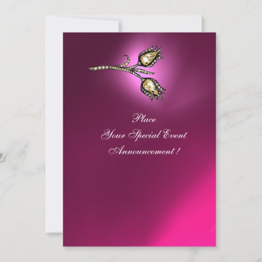 DIAMOND TULIPS MONOGRAM, Roze Paarse Amethyst Kaart (Achterkant)