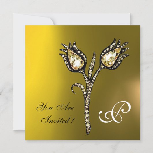 DIAMOND TULIPS MONOGRAM, Yellow Topaz Kaart (Voorkant)