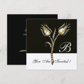 DIAMOND TULIPS MONOGRAM, zilvermetaal Kaart (Voorkant / Achterkant)