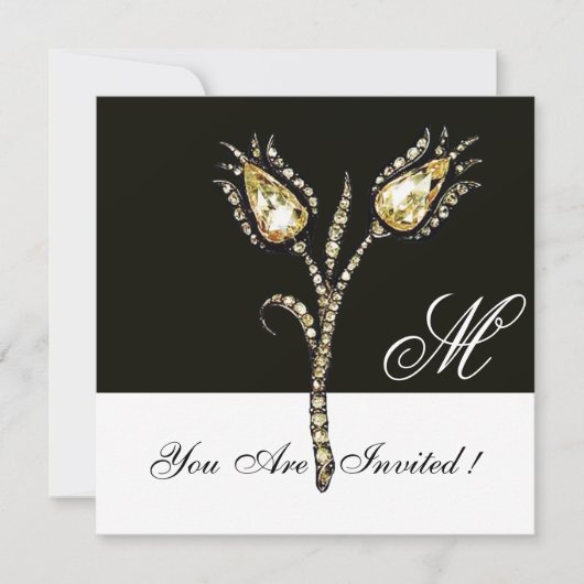 DIAMOND TULIPS MONOGRAM, zwart-wit Kaart (Voorkant)