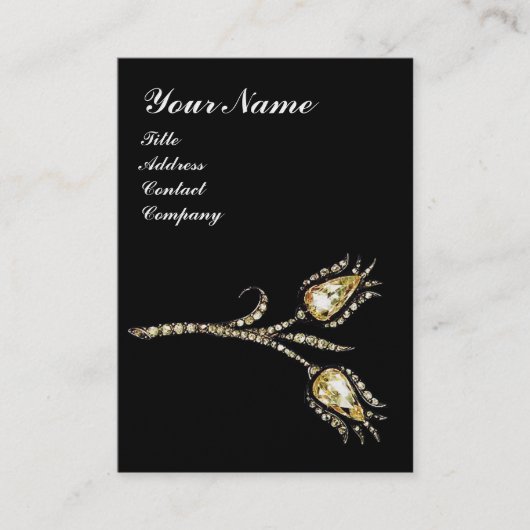DIAMOND TULIPS MONOGRAM, zwart, wit parel Visitekaartje (Voorkant)