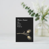 DIAMOND TULIPS MONOGRAM, zwart, wit parel Visitekaartje (Staand voorkant)