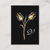 DIAMOND TULIPS MONOGRAM, zwart, wit parel Visitekaartje (Achterkant)