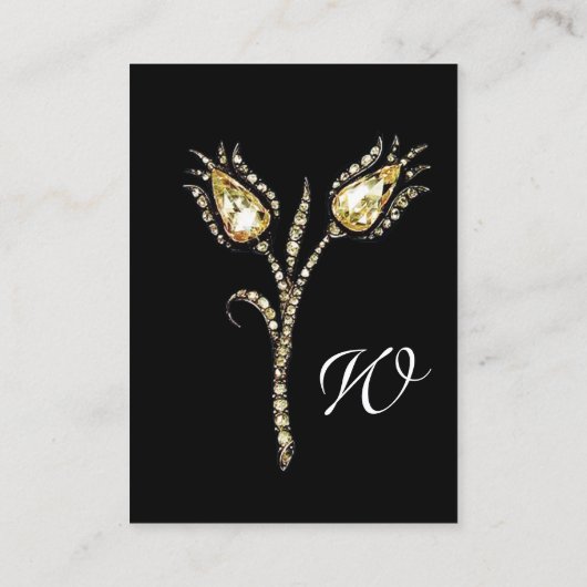 DIAMOND TULIPS MONOGRAM, zwart-wit Visitekaartje (Achterkant)