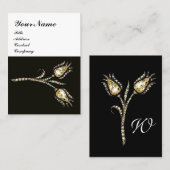 DIAMOND TULIPS MONOGRAM, zwart-wit Visitekaartje (Voorkant / Achterkant)