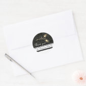 DIAMOND TULIPS ZWART WIT DAMASK, Hartelijk dank Ronde Sticker (Envelop)