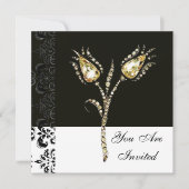 DIAMOND TULIPS, zwart-wit Damask Kaart (Voorkant)