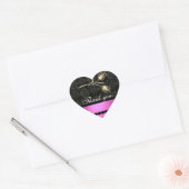 DIAMOND TULIPS ZWART WIT PINK DAMASK, Dank u Hart Sticker (Envelop)