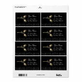 DIAMOND TULIPS ZWARTE WITTE DAMASK ETIKET (Full Sheet)