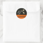DIAMOND TULIPS ZWARTE WITTE ORANJE MONOGRAM RONDE STICKER (Tas)