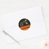 DIAMOND TULIPS ZWARTE WITTE ORANJE MONOGRAM RONDE STICKER (Envelop)