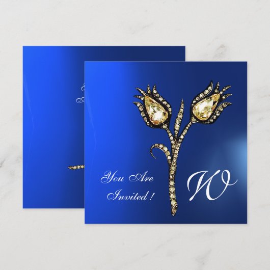 DIAMOND TULPEN MONOGRAM , Blauwe saffier Kaart (Voorkant / Achterkant)