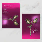 DIAMOND TULPEN MONOGRAM ,Pink Fuchsia Paarse Parel Visitekaartje (Voorkant / Achterkant)