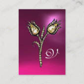 DIAMOND TULPEN MONOGRAM ,Pink Fuchsia Paarse Parel Visitekaartje (Achterkant)