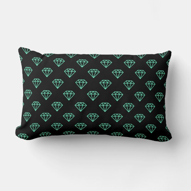 Diamond - Turquoise op Black Kussen (Voorkant)