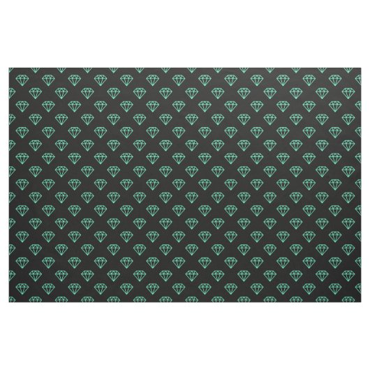 Diamond - Turquoise op Black Stof (Yard (91,4 cm))