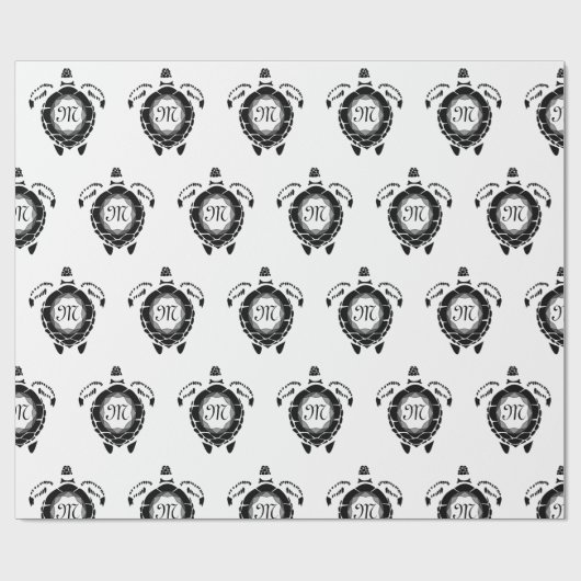 Diamond Turtle Shellback Monogram Cadeaupapier (Vlak)