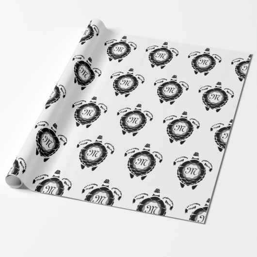 Diamond Turtle Shellback Monogram Cadeaupapier (Uitgerold)