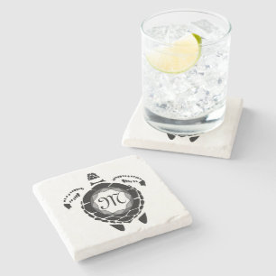 Diamond Turtle Shellback Monogram Stenen Onderzetter