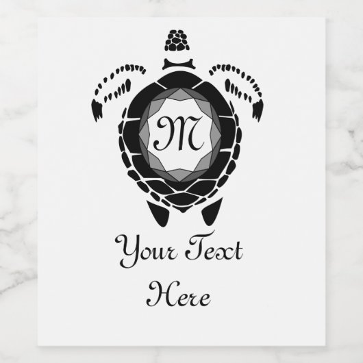 Diamond Turtle Shellback Monogram Wijn Etiket (Enkel label)