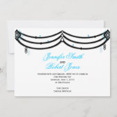 Diamond Valance in Black Aqua Wedding Invitation Kaart (Voorkant)