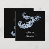 DIAMOND VEATHERS ROZE EDELSTEEN Wit Zwart Bruiloft Kaart (Voorkant / Achterkant)