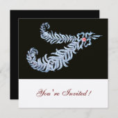 DIAMOND VEATHERS, ROZE LINT Zwart Witte Bruiloft Kaart (Voorkant / Achterkant)