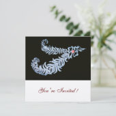 DIAMOND VEATHERS, ROZE LINT Zwart Witte Bruiloft Kaart (Staand voorkant)