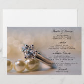 Diamond Verloving Ring and Pearls Wedding Menu (Voorkant / Achterkant)