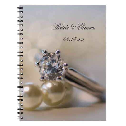 Diamond Verloving Ring and Pearls Wedding Notitieboek (Voorkant)