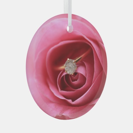 Diamond Verloving Ring Glas Ornament (Voorkant Rechts)