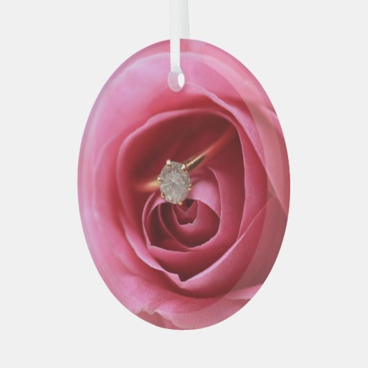 Diamond Verloving Ring Glas Ornament (Voorkant links)