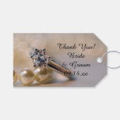 Diamond Verloving Ring Parels Bruiloft Favor Label Cadeaulabel (Voorkant (Horizontaal))