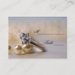 Diamond Verloving Ring Pearls Wedding Place Card Plaatskaartje