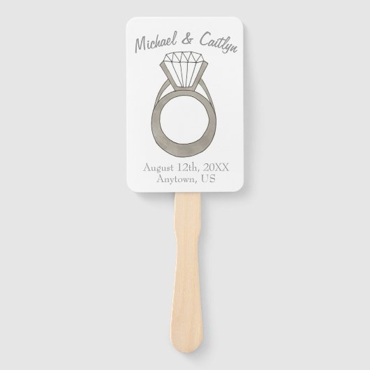Diamond Verloving Ring Wedding Ceremony Program Handwaaier (Voorkant)