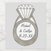 Diamond Verloving Ring Wedding Vrijgezellenfeest Wijn Etiket (Enkel label)