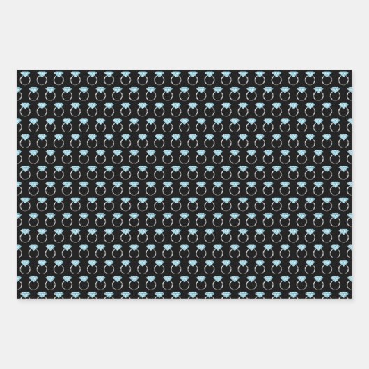 Diamond Verloving Wedding Ring Pattern Inpakpapier Vel (Voorkant 2)