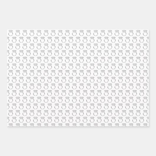 Diamond Verloving Wedding Ring Pattern Inpakpapier Vel (Voorkant)
