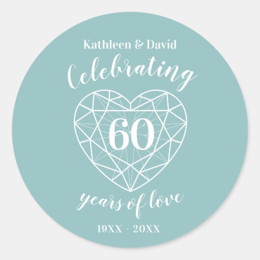 Diamond vieren 60 jaar liefde stickers (Voorkant)