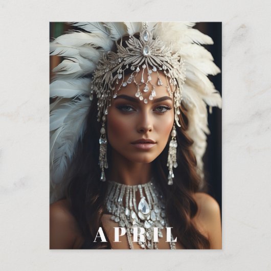 *~ DIAMOND Vrouwen AP53 Boho APRIL VERJAARDAG Briefkaart (Voorkant)