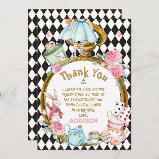 Diamond Watch Alice Wonderland Hartelijk dank Kaart (Voorkant / Achterkant)