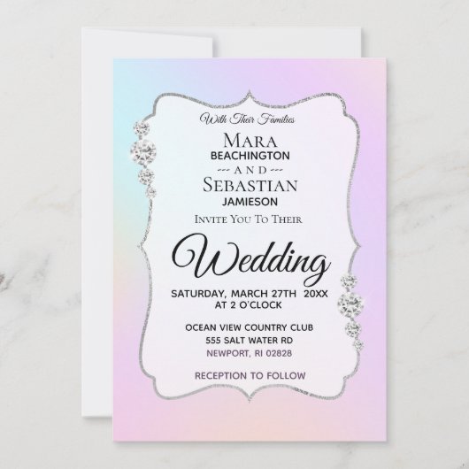 *~* Diamond Waterverf Gradient Pastel Wedding Kaart (Voorkant)