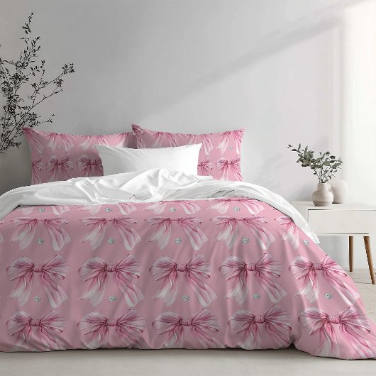 Diamond waterverf Roze Coquette Bow Kussensloop