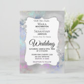 ~ Diamond  Waterverf Silver Gray Wedding Kaart (Staand voorkant)