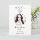 Diamond Wedding Bling Ring Vrijgezellenfeest Foto Kaart (Staand voorkant)