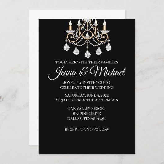 Diamond Wedding Invitation Card Kaart (Voorkant / Achterkant)