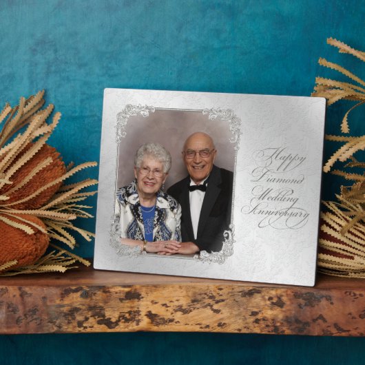 Diamond Wedding Jubileum Foto Plaque Fotoplaat (Zijkant)